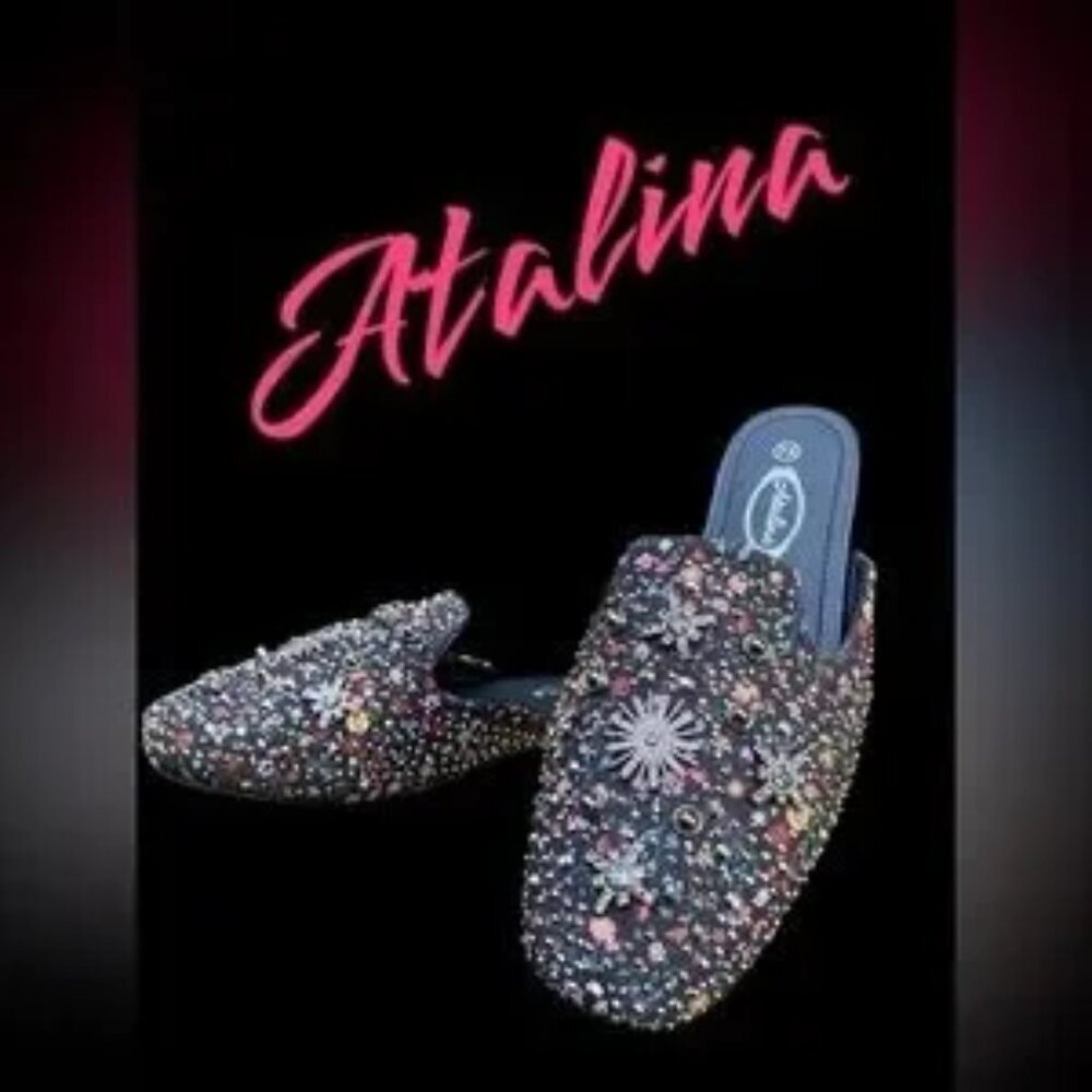 ATALINA 7 COMFY UNIQUE ACCENTED SLIDES FAIRY WHIMSY WITCHY FLASHY SHINY MERMAID